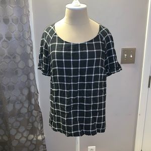 Promod plaid sweater top with buttons size 8